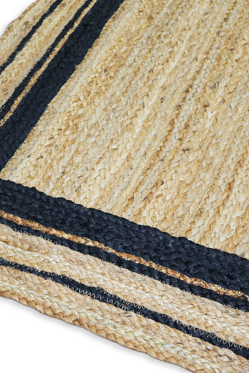 Hand Braided Natural Blue Bordered Jute Rug - Image 6