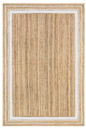 Handmade Indian Jute Rug with White Border