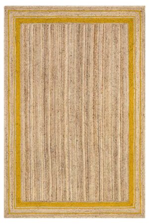 Hand Braided Natural Yellow Bordered Jute Rug