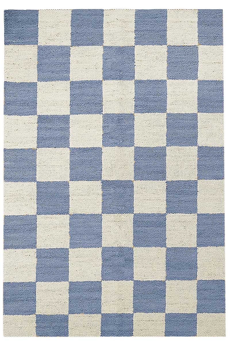 Exquisite Hand Woven Rug – Blue Checkered 4x6 Rug