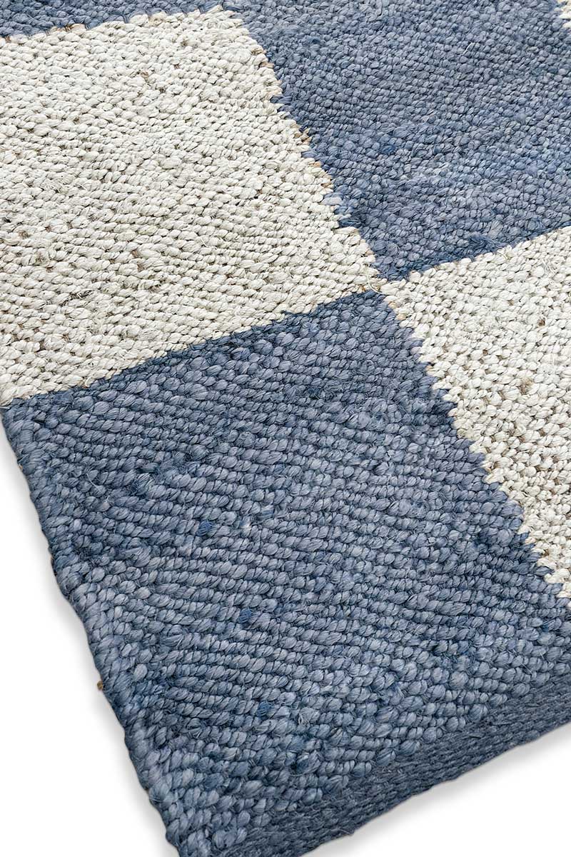 Handmade Blue Jute Checkered Area Rug Jute Hemp Rug - Image 3