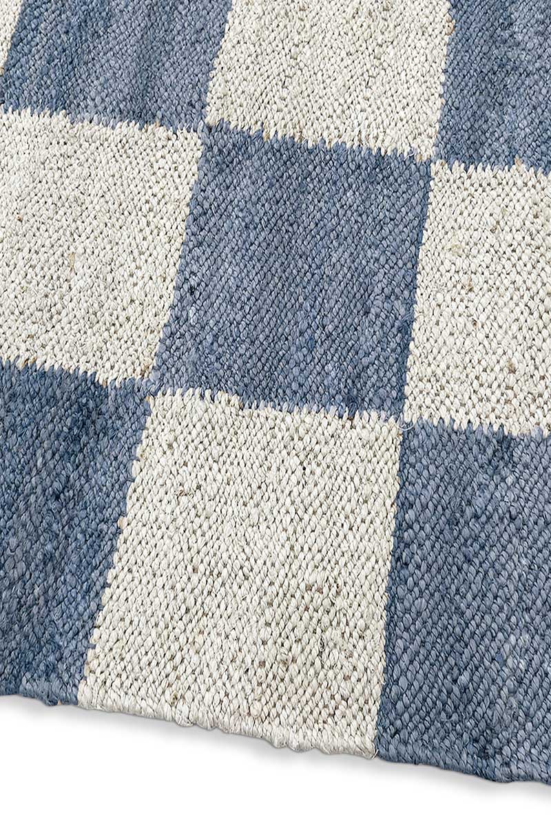 Handmade Blue Jute Checkered Area Rug Jute Hemp Rug - Image 4
