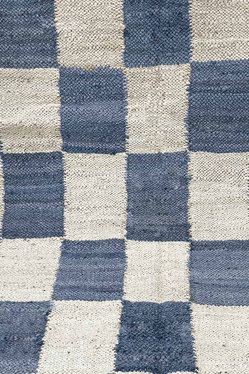 Handmade Blue Jute Checkered Area Rug Jute Hemp Rug - Image 6