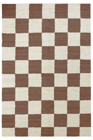 Exquisite Hand Woven Rug – Brown Checkered 4x6 Rug