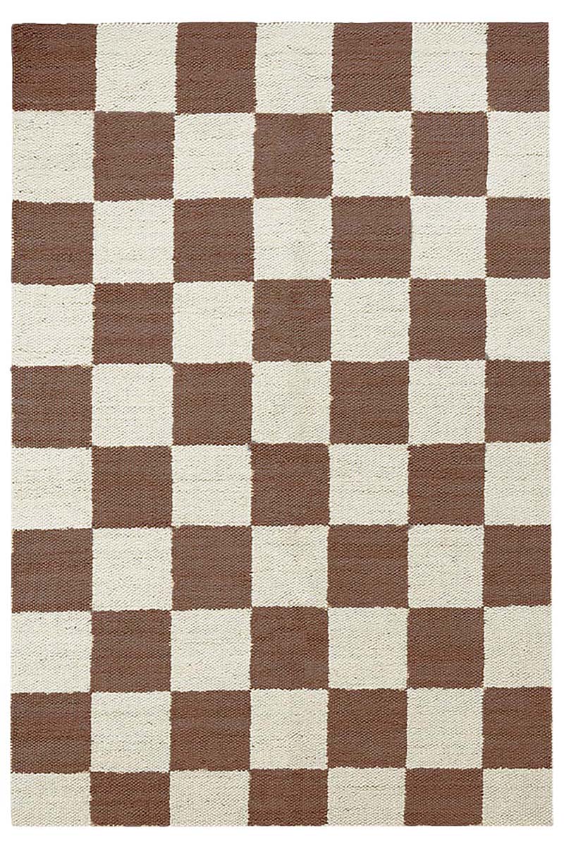 Exquisite Hand Woven Rug – Brown Checkered 4x6 Rug