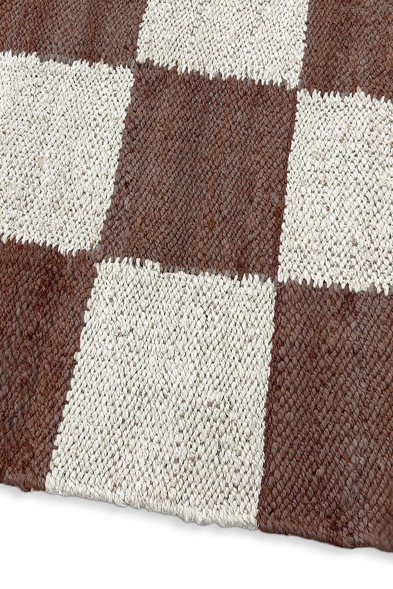 Indian Jute Hemp Rug Brown Checkered Jute Area Rug - Image 3
