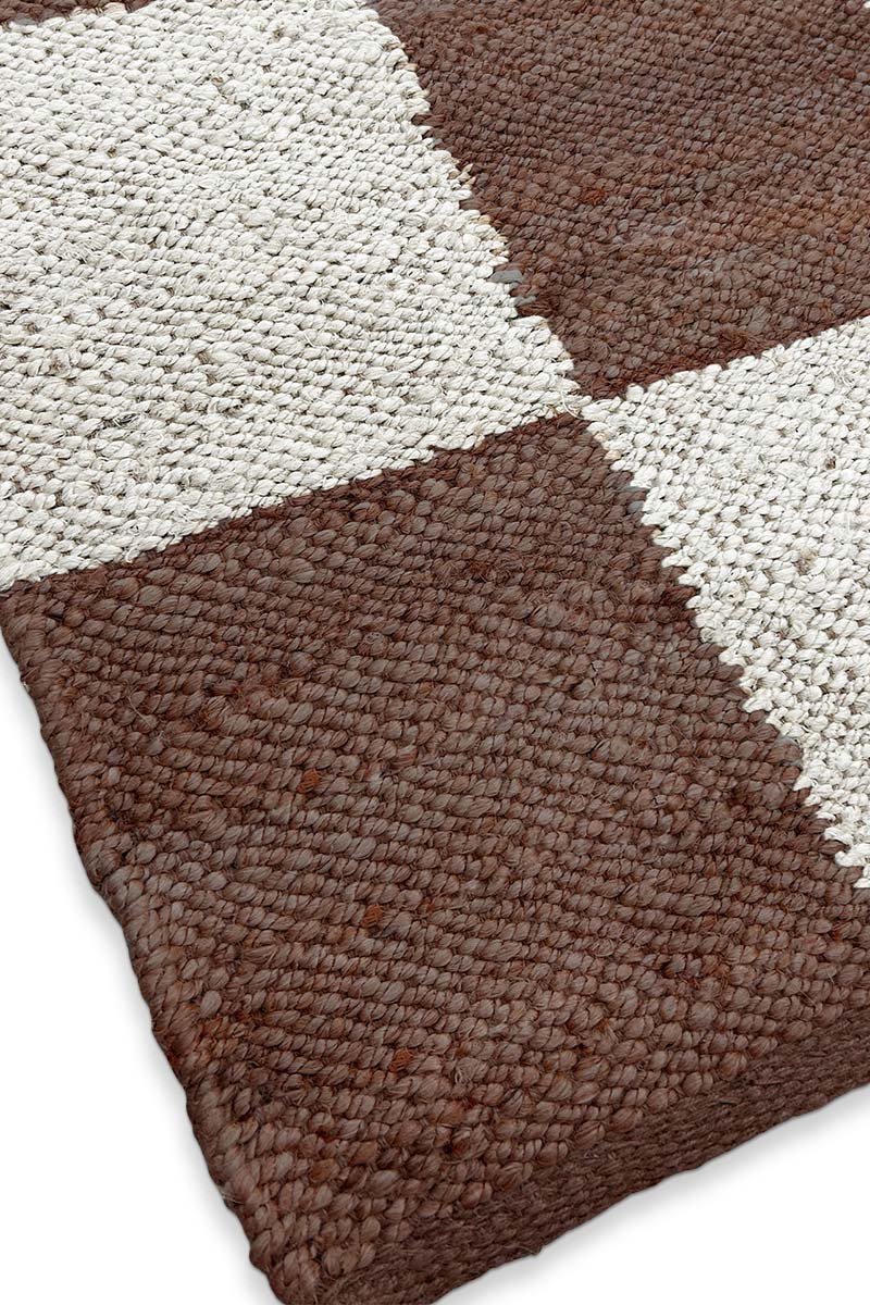 Indian Jute Hemp Rug Brown Checkered Jute Area Rug - Image 4