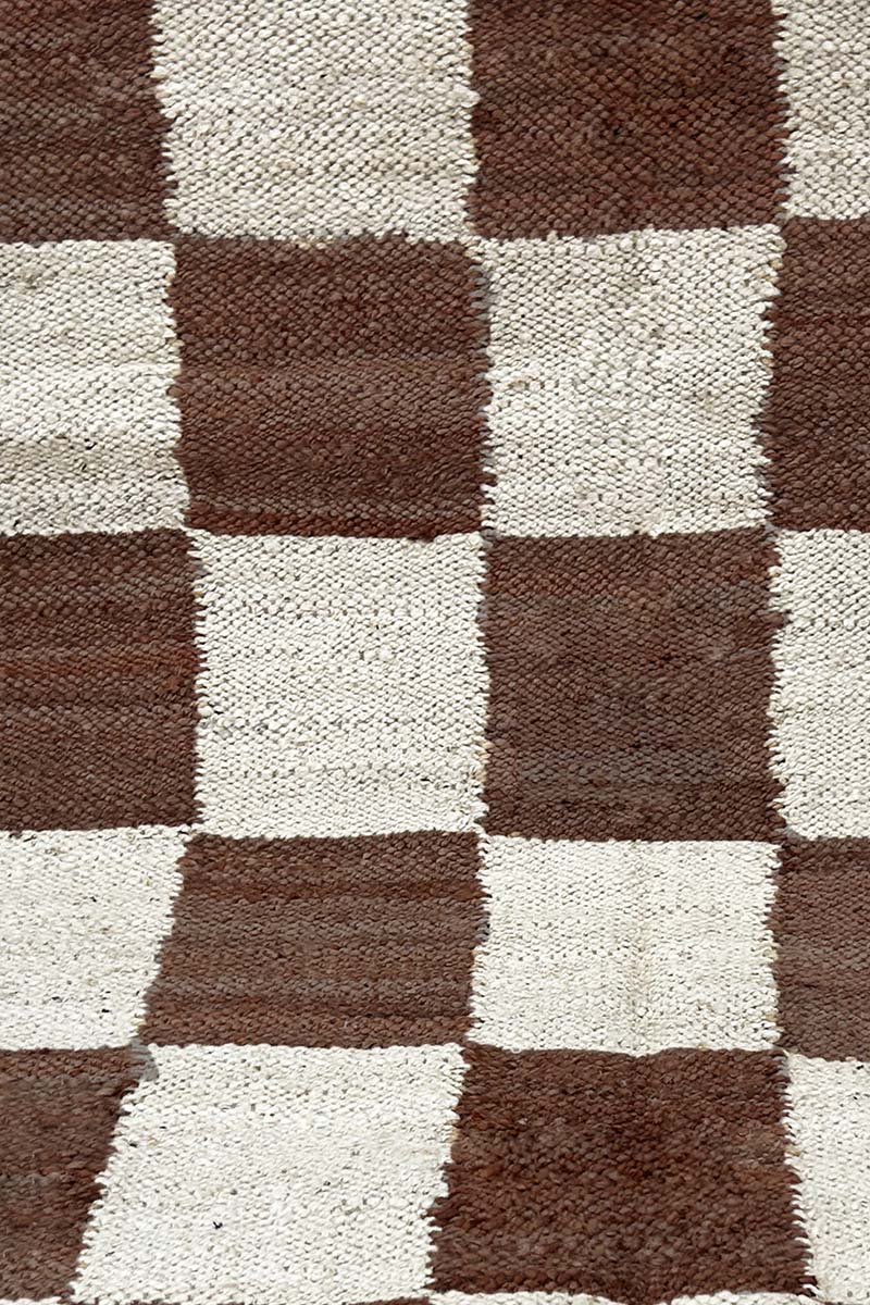 Indian Jute Hemp Rug Brown Checkered Jute Area Rug - Image 6