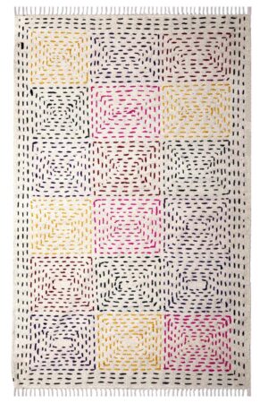 4x6 Kantha Cotton Rug - Vibrant Hand-Stitched Rug