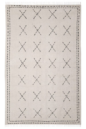 Stunning Kantha Cotton Rug – Bold Hand-Stitched Boho Dhurrie