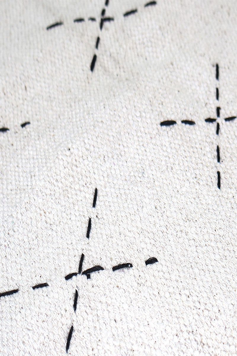 Minimalist Handmade Cross-Stitch Kantha Cotton Rug - Image 4