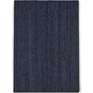 Blue Solid Hand Braided Living Area Jute Rug