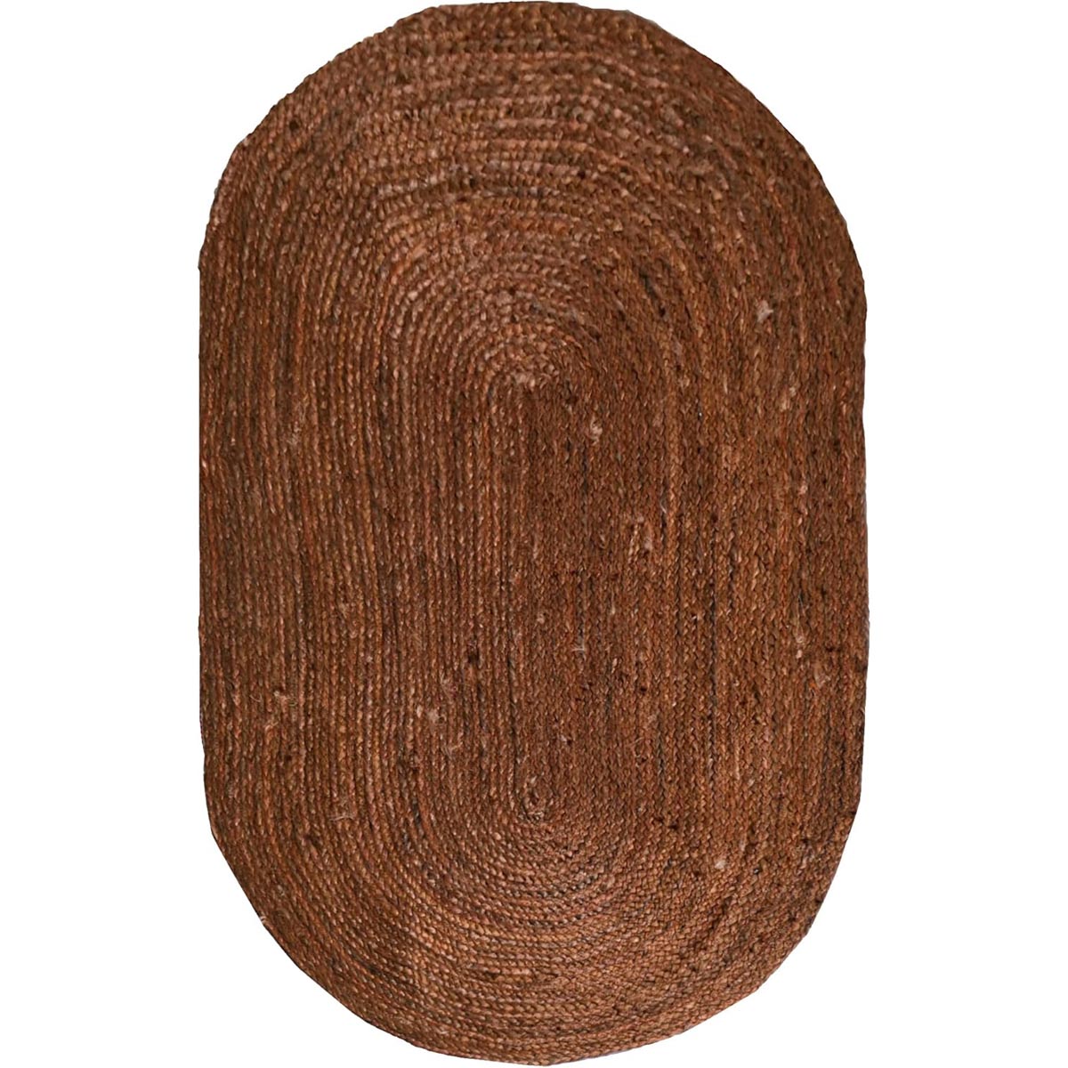 Brown Oval Hand-Braided Jute Rug Living Area Jute Rug