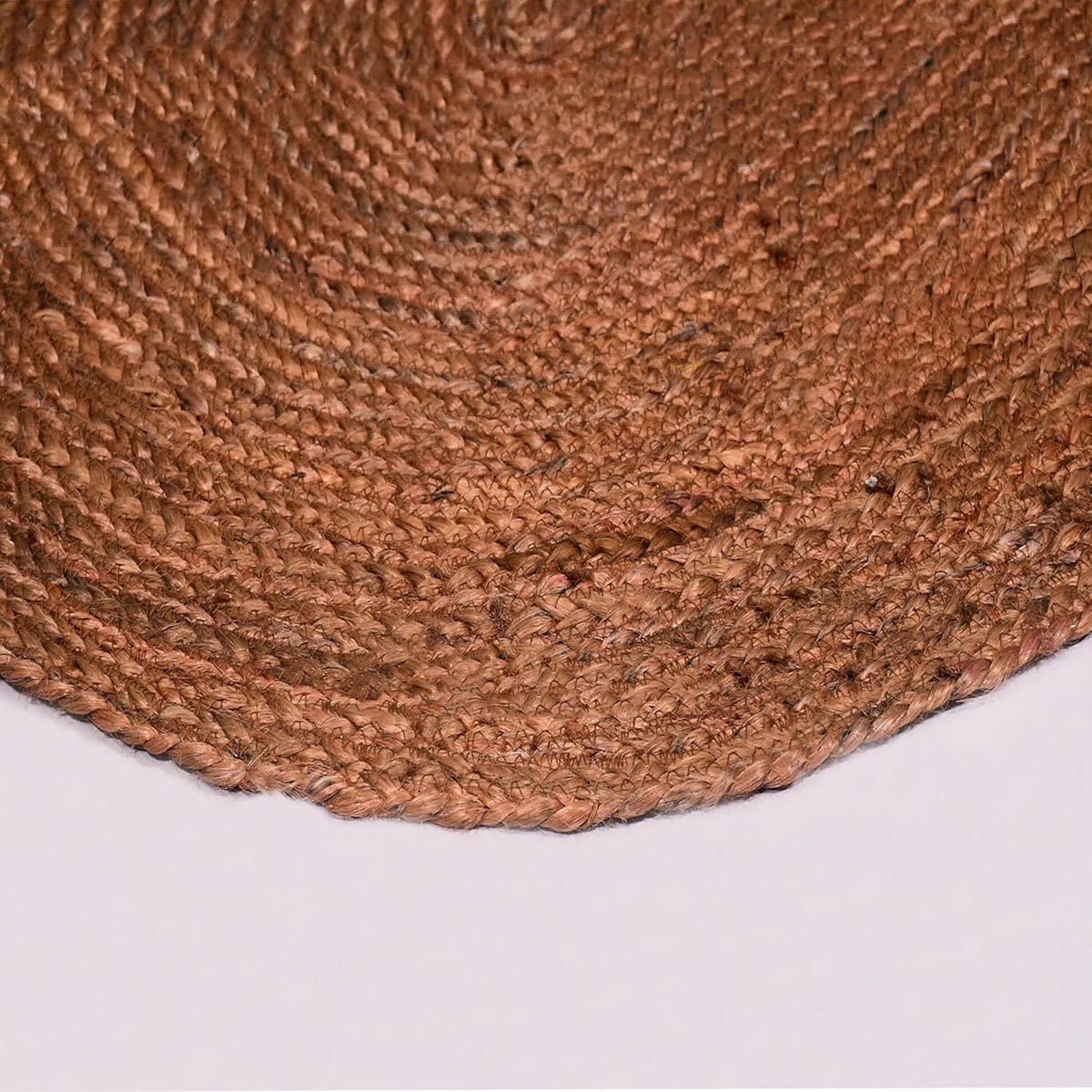 Brown Oval Hand-Braided Jute Rug Living Area Jute Rug - Image 3