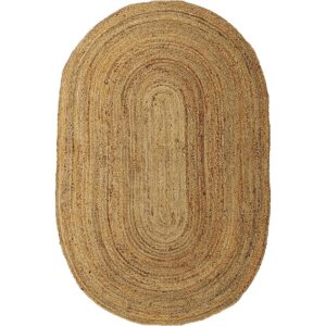Beige Oval Hand-Braided Jute Rug Living Area Jute Rug