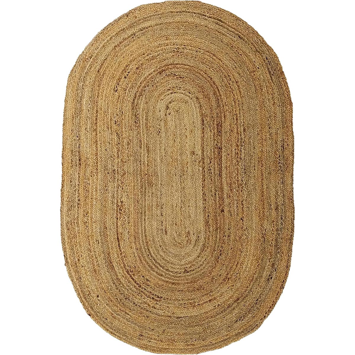 Beige Oval Hand-Braided Jute Rug Living Area Jute Rug