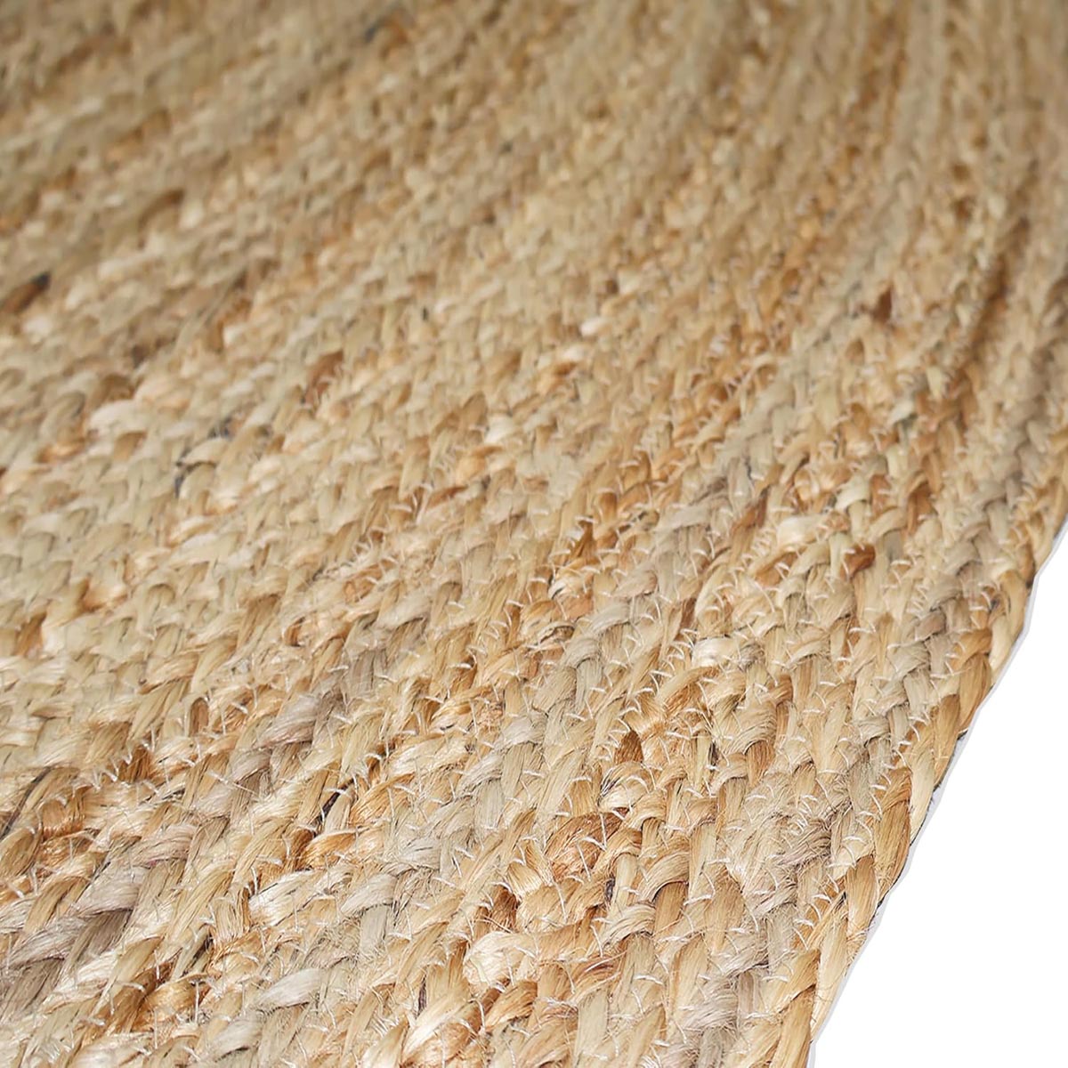 Beige Oval Hand-Braided Jute Rug Living Area Jute Rug - Image 3