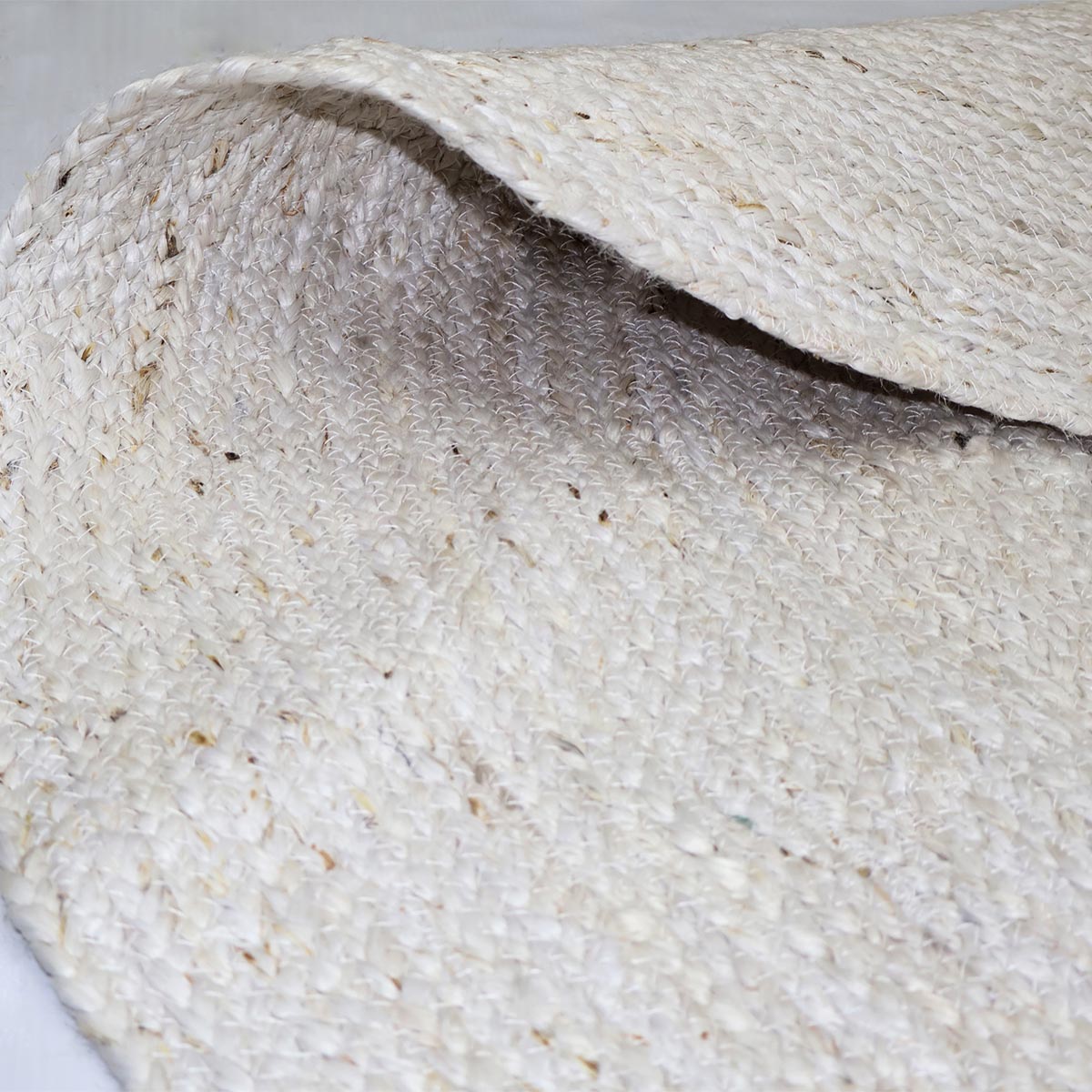 Natural Fiber Braided White Round Jute Rug for Living Area, Farmhouse - Image 3