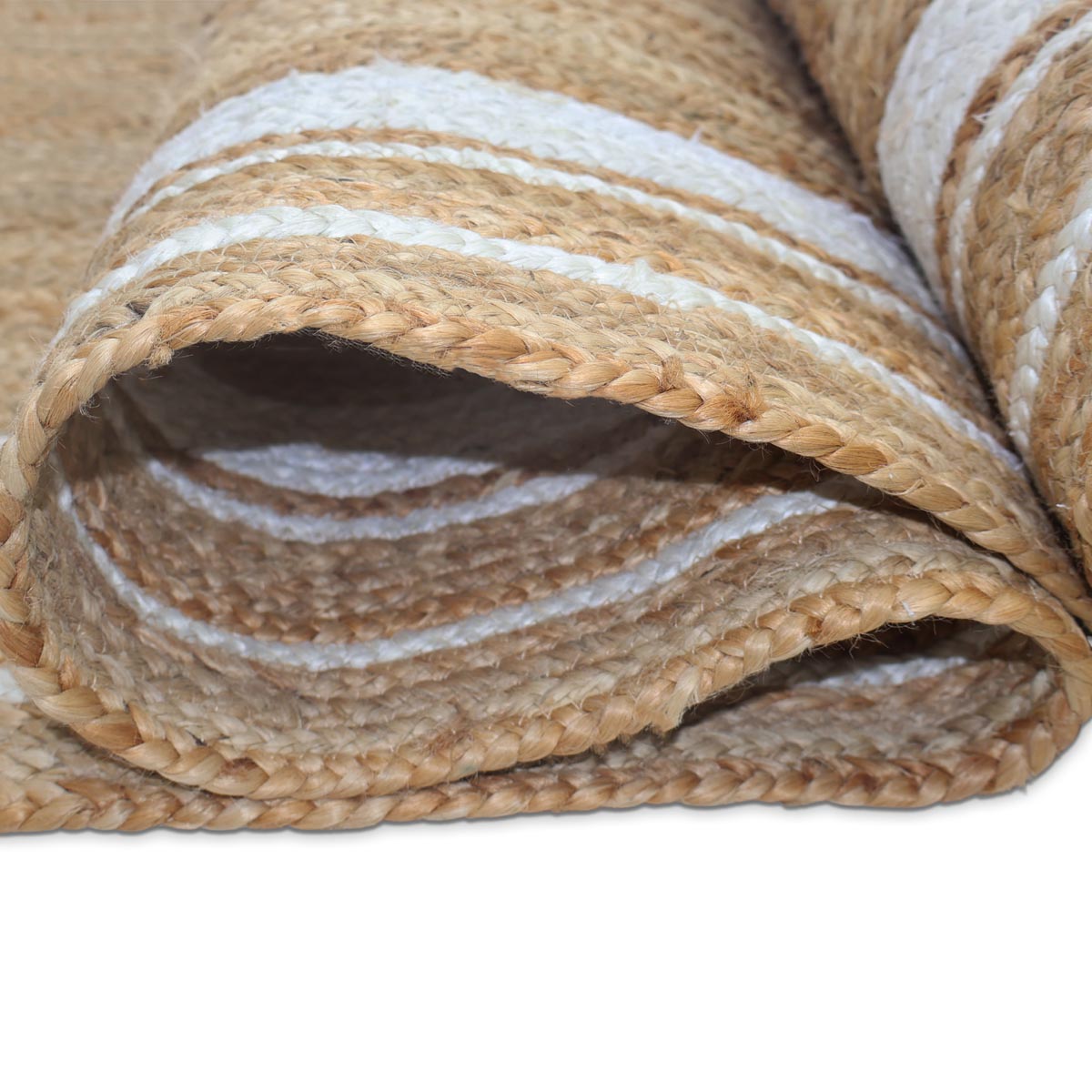Braided Jute Area Rug with White Border Handmade Natural Farmhouse Rug - Image 5