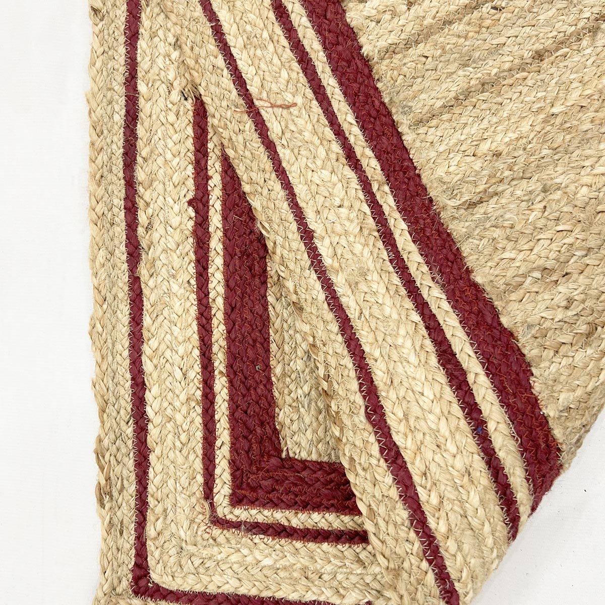 Eco-Friendly Handmade Jute Rug with Red Border Braided Farmhouse Area Rug - Image 3