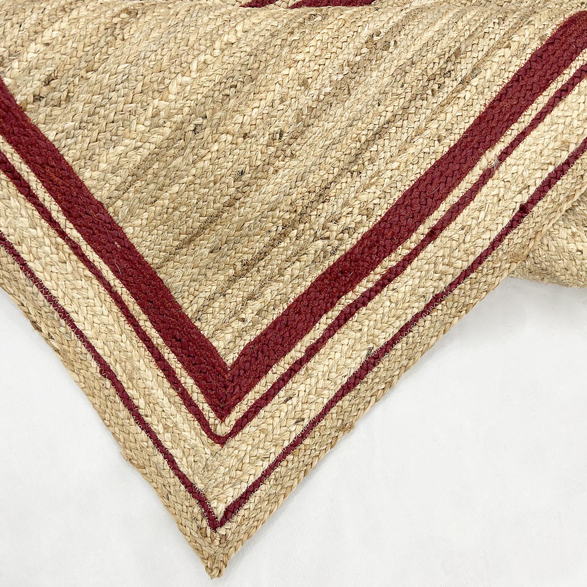 Eco-Friendly Handmade Jute Rug with Red Border Braided Farmhouse Area Rug - Image 4