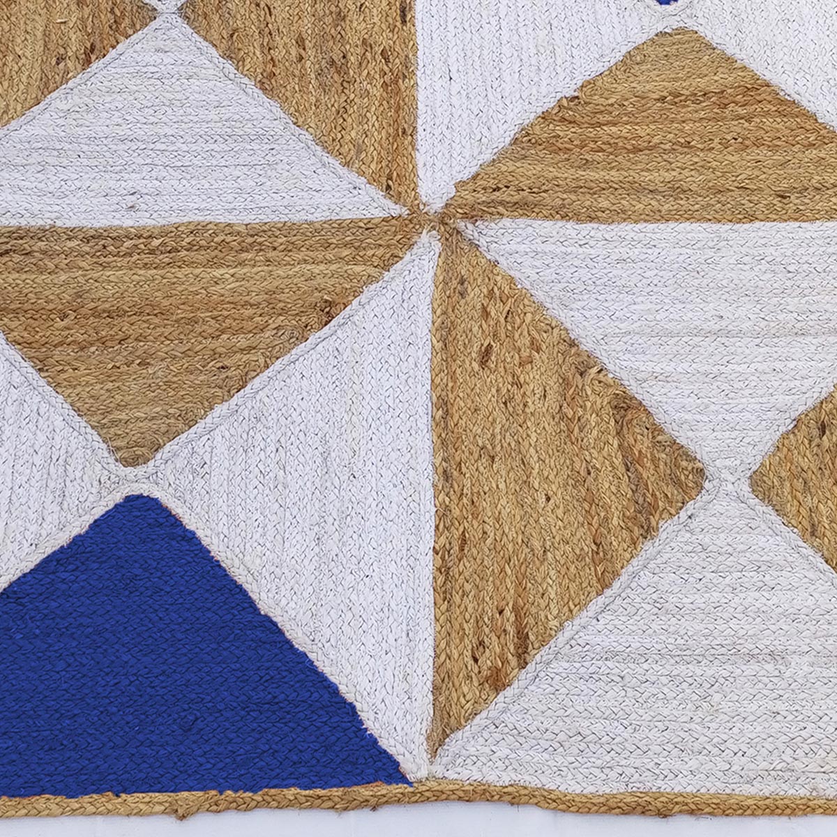 Braided Blue Geometric Jute Rug for Living Area Farmhouse - Image 5