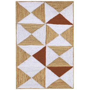 Braided Brown Geometric Jute Rug for Living Room Farmhouse Style Area Rug