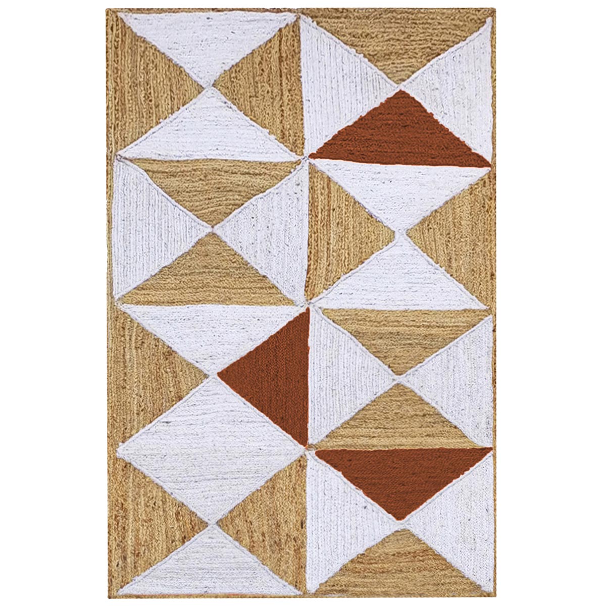 Braided Brown Geometric Jute Rug for Living Room Farmhouse Style Area Rug