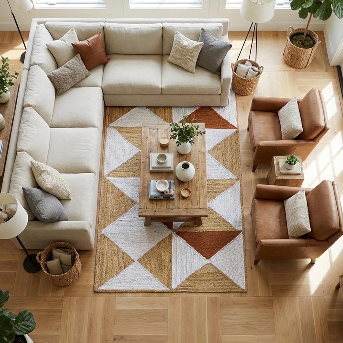 Braided Brown Geometric Jute Rug for Living Room Farmhouse Style Area Rug - Image 2
