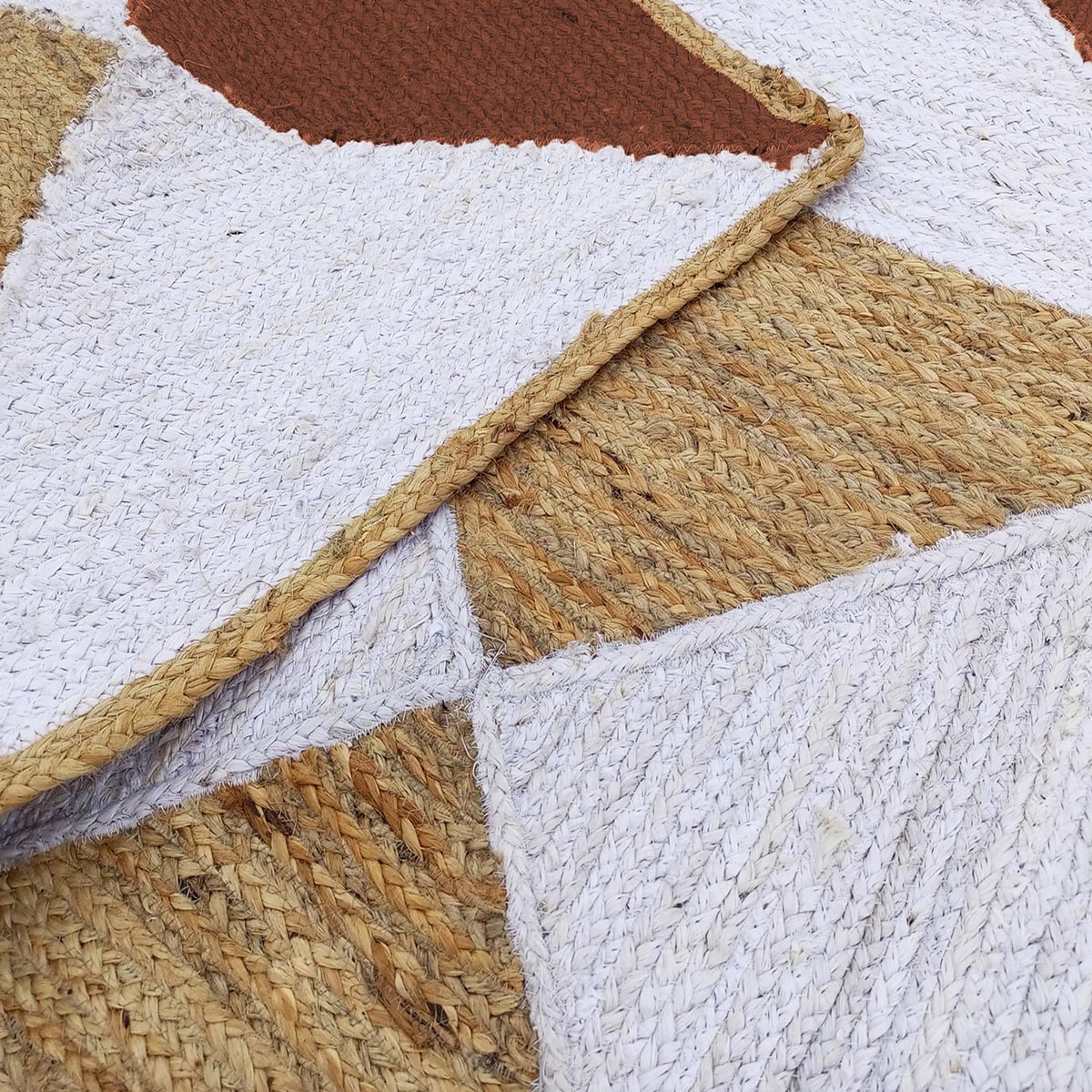 Braided Brown Geometric Jute Rug for Living Room Farmhouse Style Area Rug - Image 3