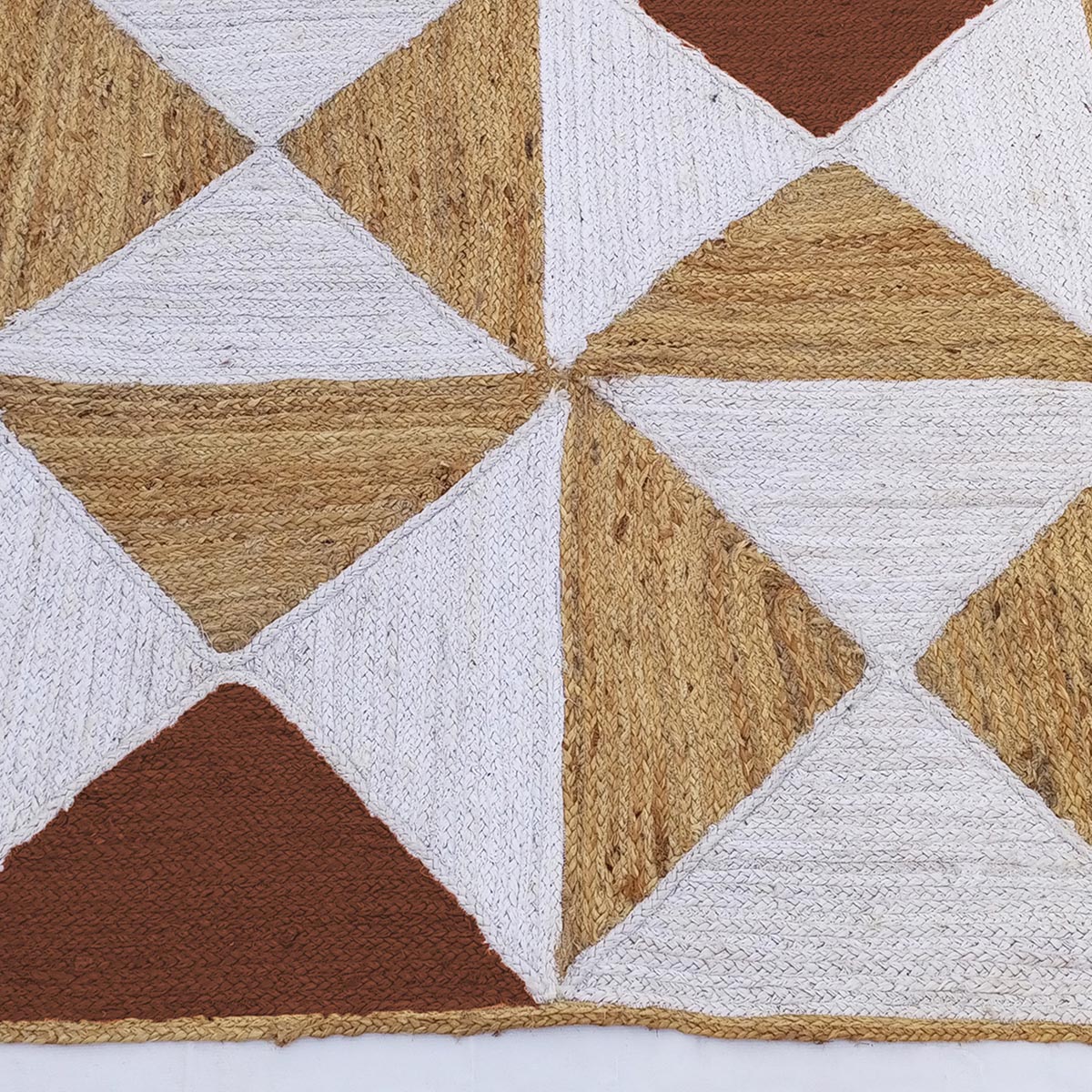 Braided Brown Geometric Jute Rug for Living Room Farmhouse Style Area Rug - Image 5