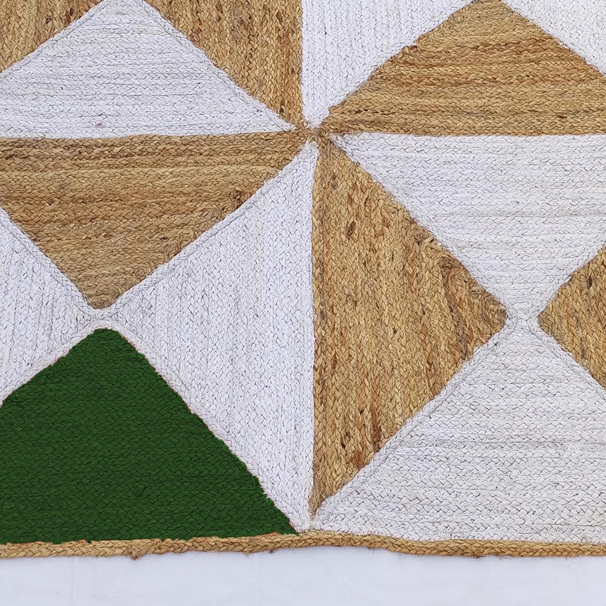 Green Braided Geometric Jute Rug for Living Area Farmhouse Natural Fiber Rug - Image 4