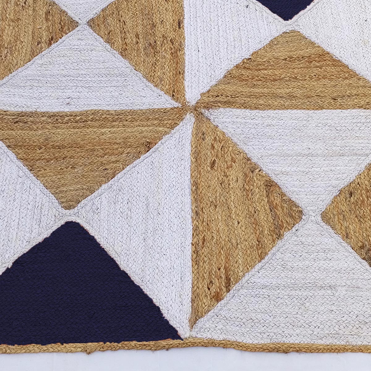 Farmhouse Braided Navy Blue Geometric Jute Area Rug for Living Room Décor - Image 5