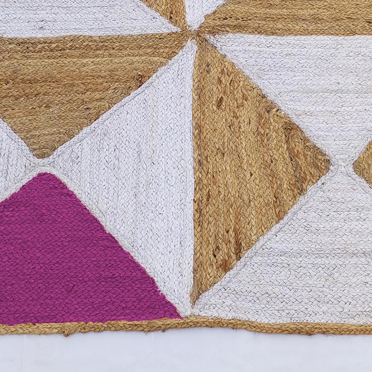 Natural Pink Braided Geometric Jute Rug Farmhouse Living Area Carpet - Image 4