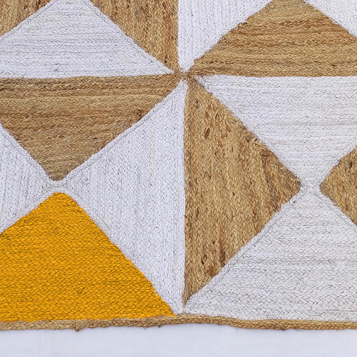 Farmhouse Braided Jute Rug Yellow Geometric Living Area Rug - Image 5