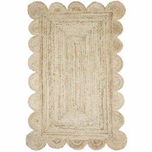 Hand Braided Natural Scalloped Jute Rug