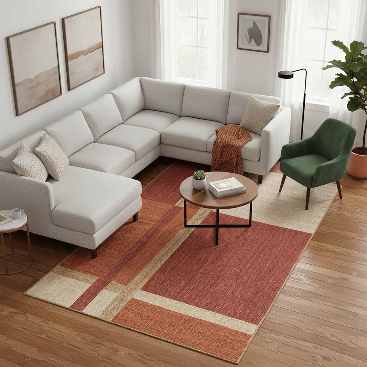 Hand Braided Natural Jute Maroon Rug - Image 2