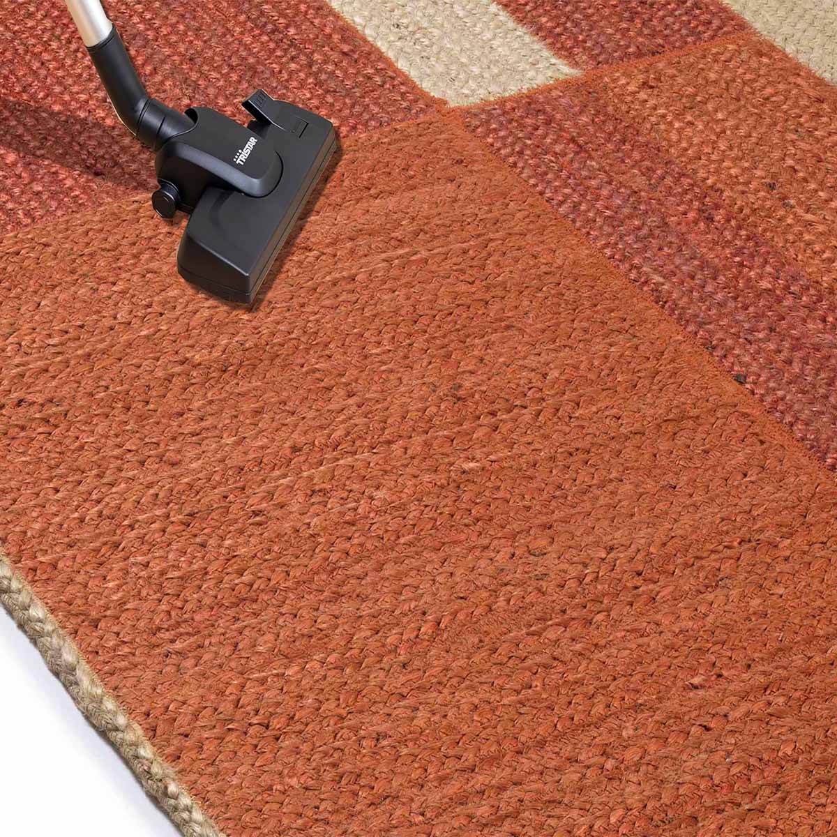 Hand Braided Natural Jute Maroon Rug - Image 4