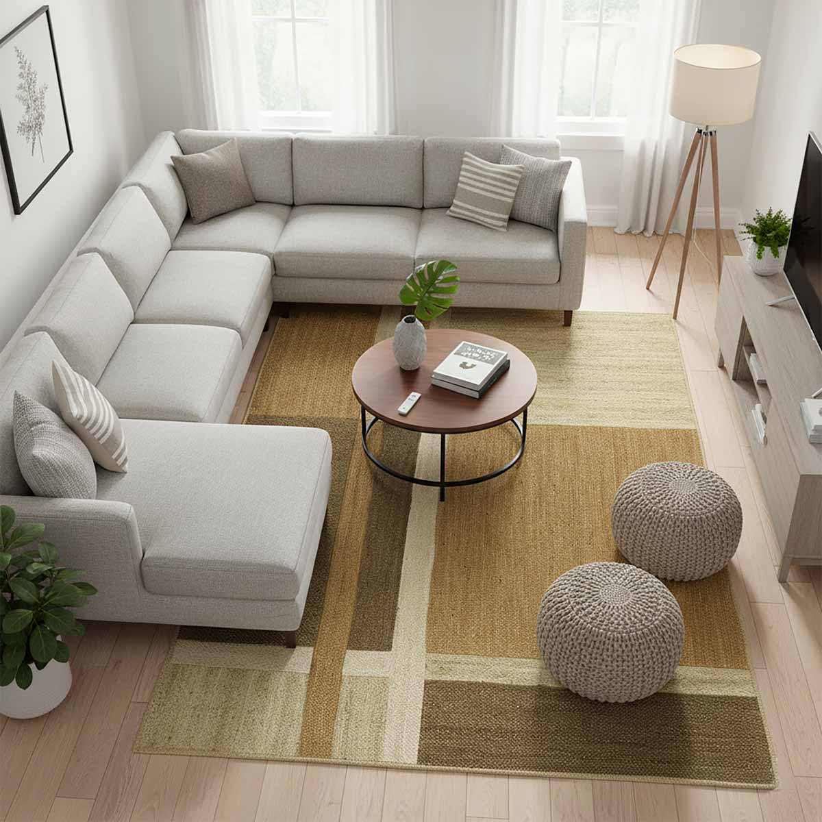 Yellow Hand Braided Jute Rug - Image 2