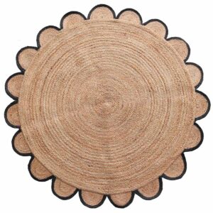 Scalloped Hand Braided Round Jute Rug