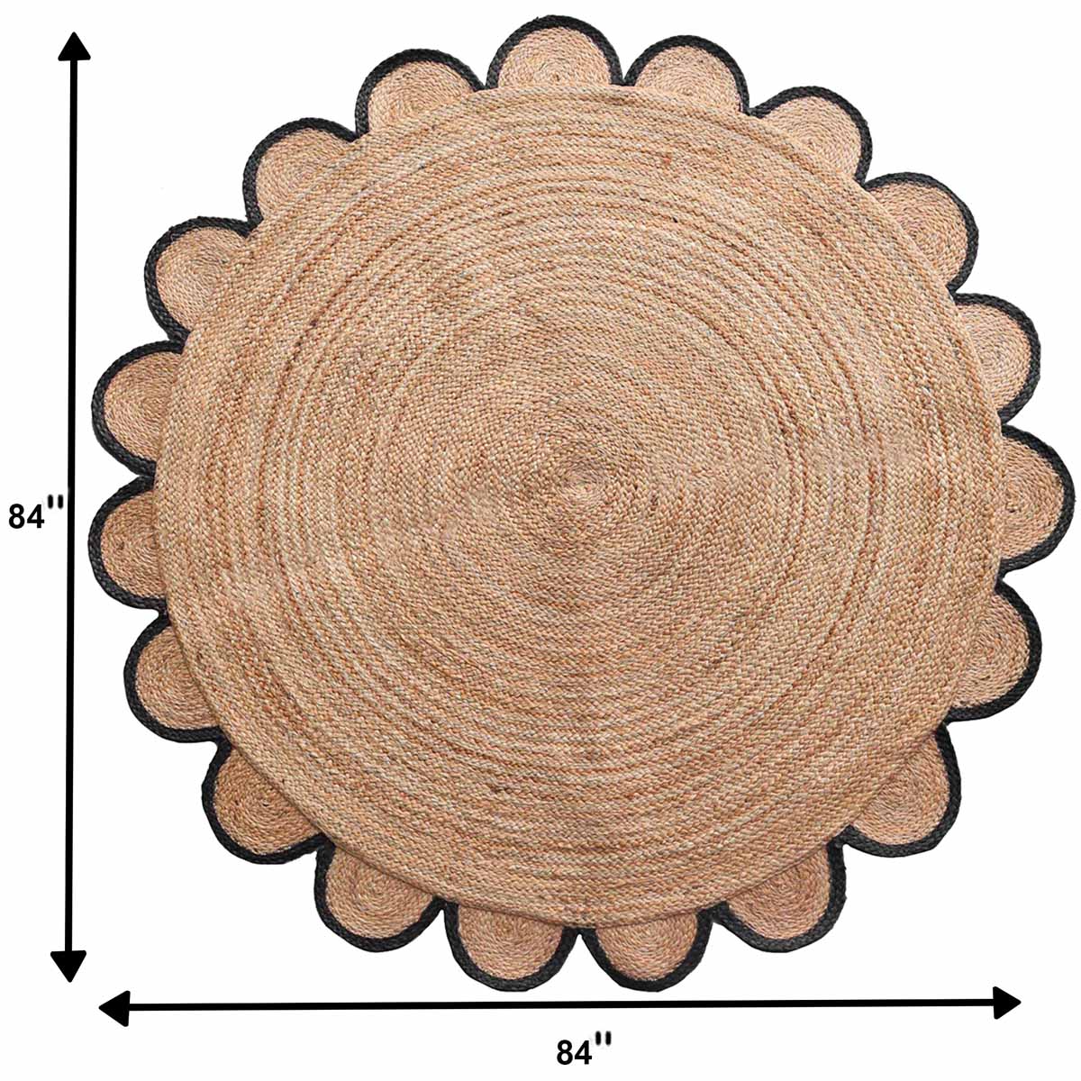 Scalloped Hand Braided Round Jute Rug - Image 6