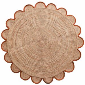 Hand Braided Round Orange Jute Rug