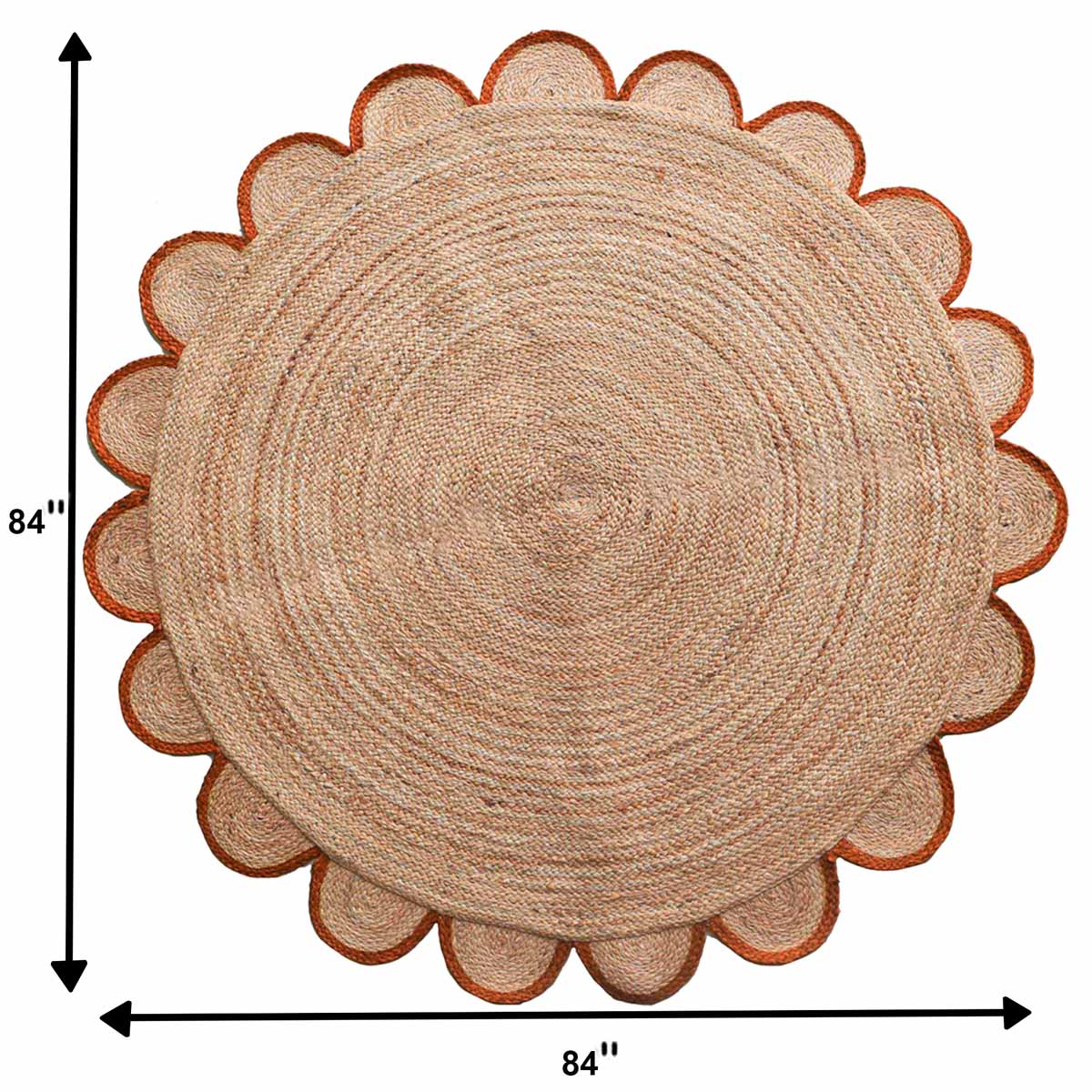 Hand Braided Round Orange Jute Rug - Image 5