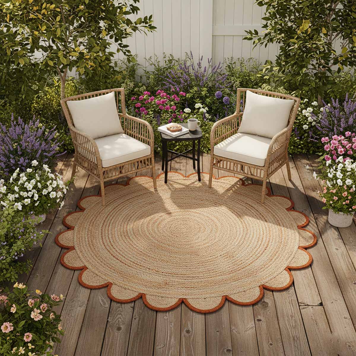 Hand Braided Round Orange Jute Rug - Image 6