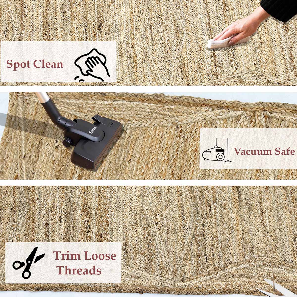 Hand Braided Solid Beige Jute Rug - Image 5