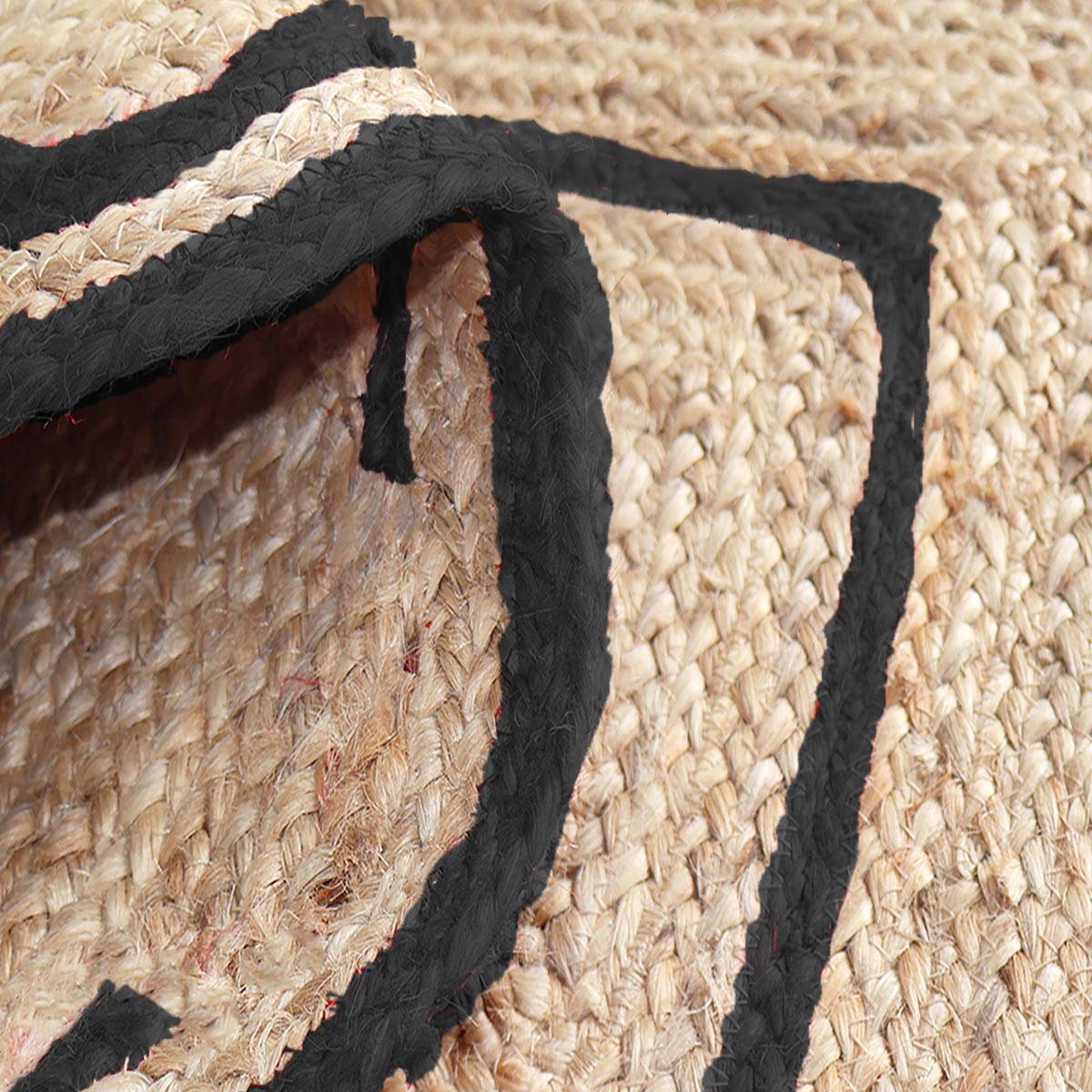 Hand Braided Black Jute Rug with Scalloped Edges Eco-Friendly Farmhouse Living Room Decor - Image 3