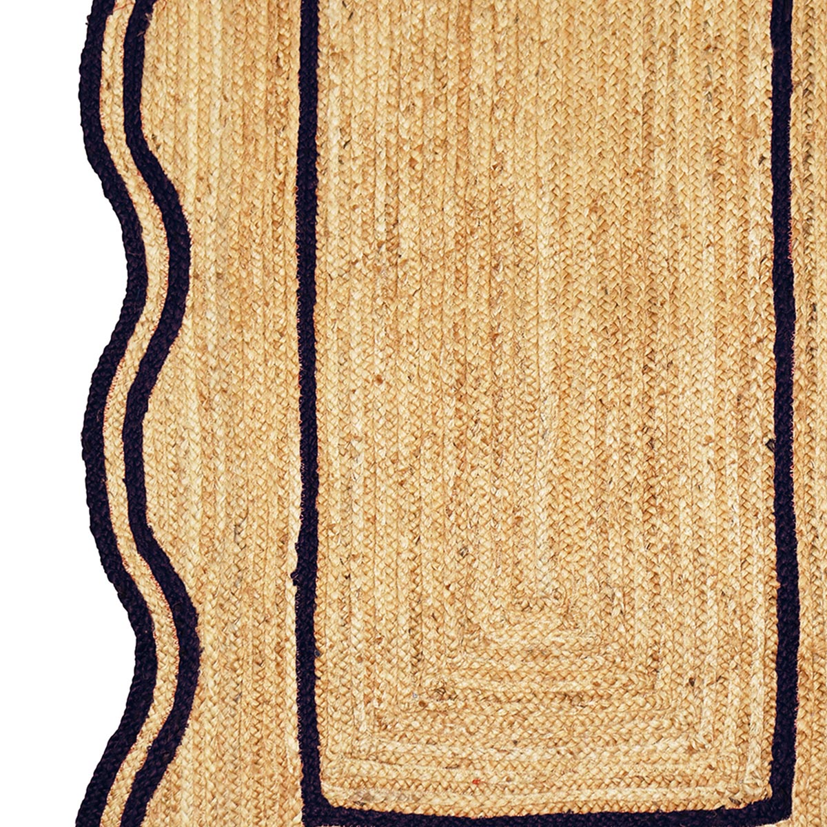 Hand Braided Black Jute Rug with Scalloped Edges Eco-Friendly Farmhouse Living Room Decor - Image 4