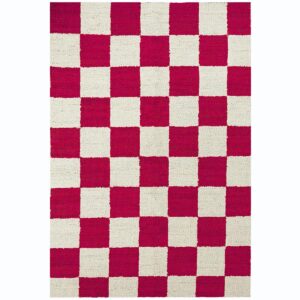 Handwoven Red Checkered Jute Hemp Rug Natural Eco-Friendly Area Rug, Bohemian Farmhouse Decor,
