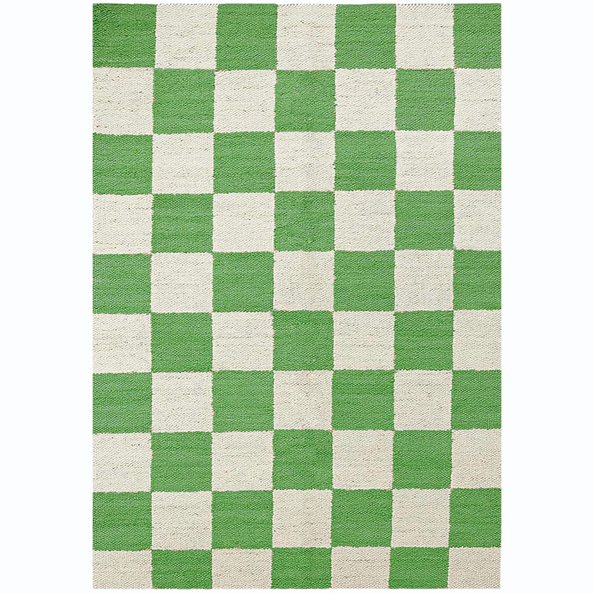 Green Checkered Jute Hemp Rug Handwoven Boho Eco-Friendly Décor