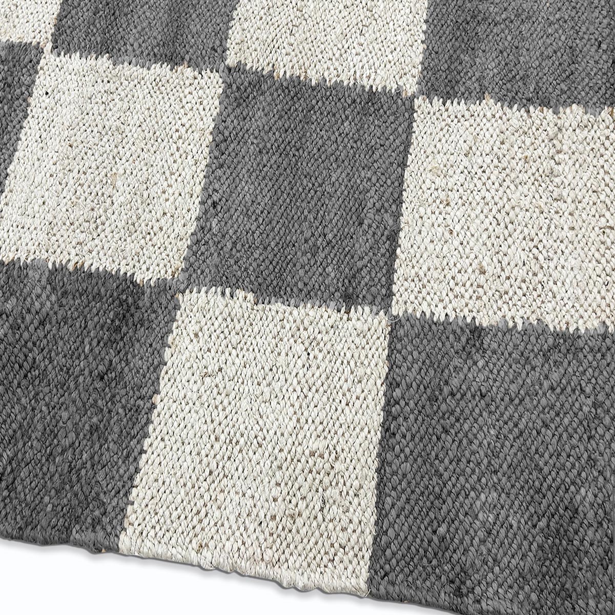 Gray Checkered Jute Hemp Rug Handwoven, Eco-Friendly Boho Farmhouse Décor - Image 4